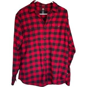 DICKIES RED BLACK CHECKED FLANNEL SHIRT SIZE M UNISEX